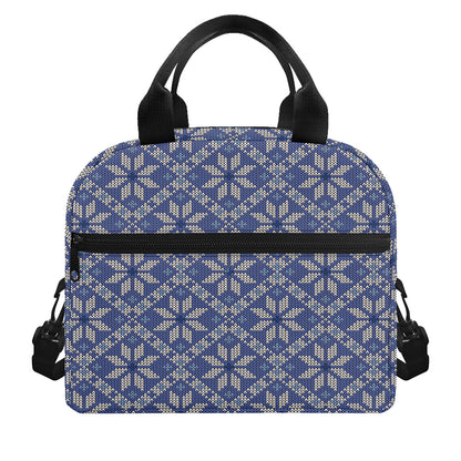 Snowflakes Knitted Pattern Print Insulated Lunch Bag