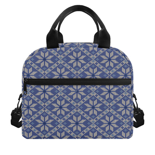 Snowflakes Knitted Pattern Print Insulated Lunch Bag