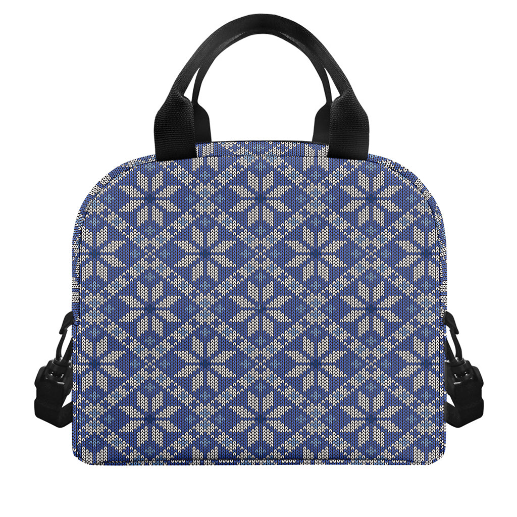 Snowflakes Knitted Pattern Print Insulated Lunch Bag
