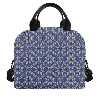 Snowflakes Knitted Pattern Print Insulated Lunch Bag