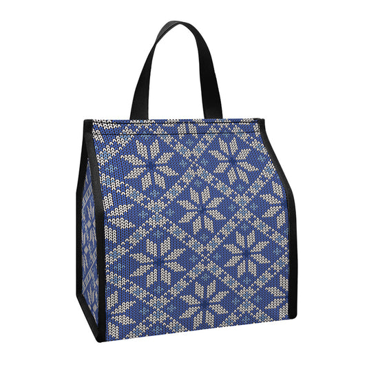 Snowflakes Knitted Pattern Print Insulated Lunch Tote