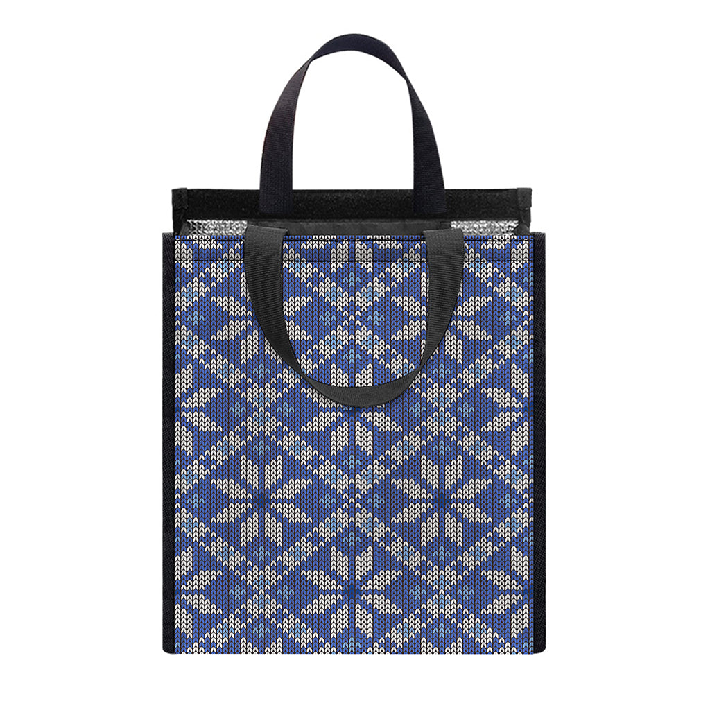 Snowflakes Knitted Pattern Print Insulated Lunch Tote