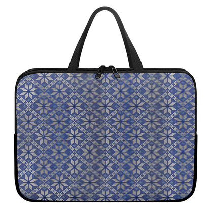 Snowflakes Knitted Pattern Print Laptop Sleeve With Handle