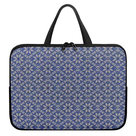 Snowflakes Knitted Pattern Print Laptop Sleeve With Handle