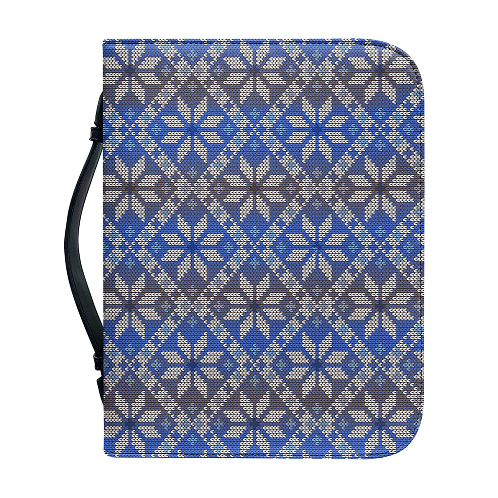 Snowflakes Knitted Pattern Print Leather Bible Cover