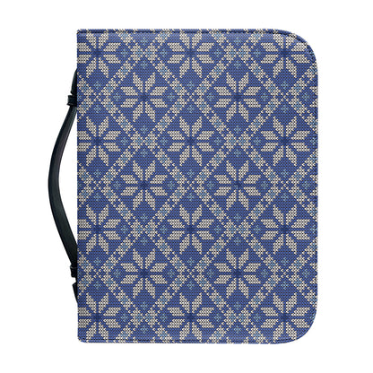 Snowflakes Knitted Pattern Print Leather Bible Cover