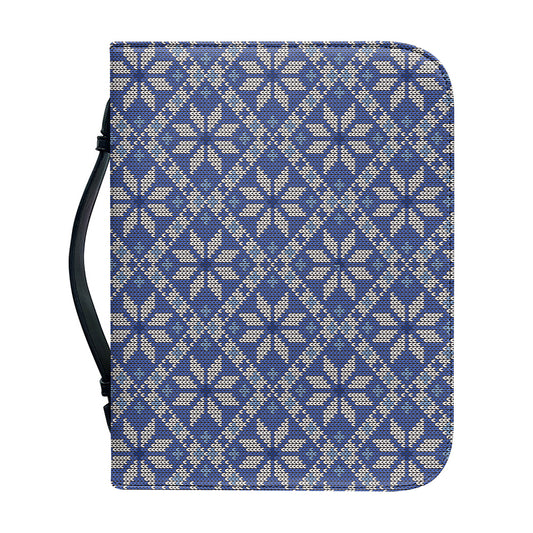 Snowflakes Knitted Pattern Print Leather Bible Cover