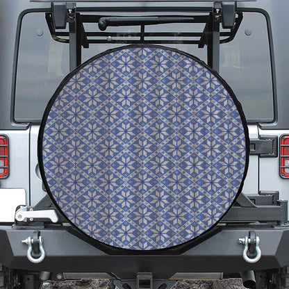 Snowflakes Knitted Pattern Print Leather Spare Tire Cover