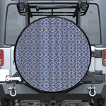 Snowflakes Knitted Pattern Print Leather Spare Tire Cover