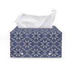 Snowflakes Knitted Pattern Print Leather Tissue Box Cover