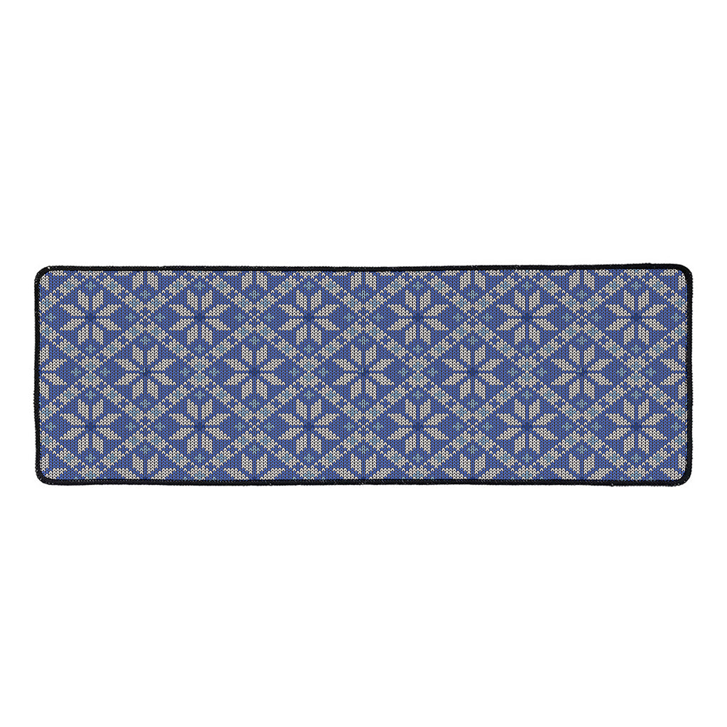 Snowflakes Knitted Pattern Print Long Kitchen Mat