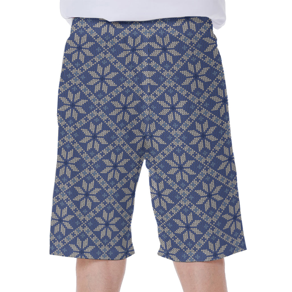 Snowflakes Knitted Pattern Print Men's Beach Shorts