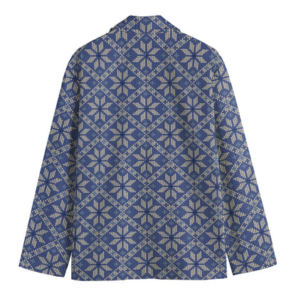 Snowflakes Knitted Pattern Print Men's Blazer
