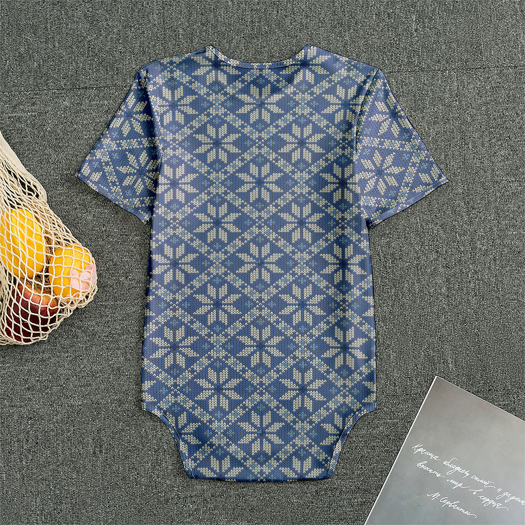 Snowflakes Knitted Pattern Print Men's Bodysuit