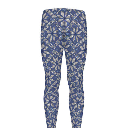 Snowflakes Knitted Pattern Print Men's leggings