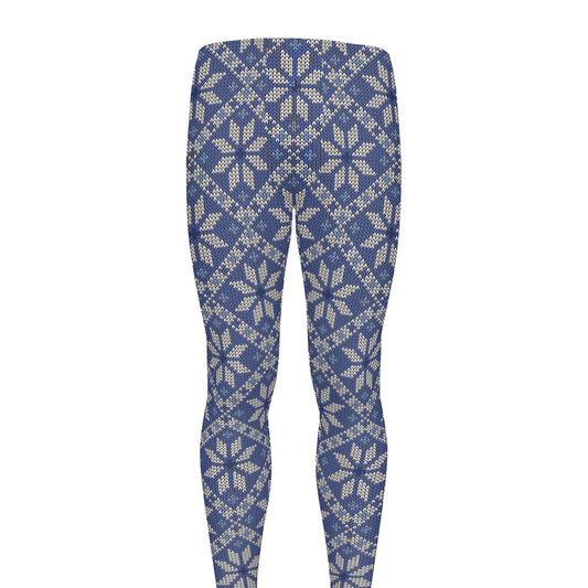 Snowflakes Knitted Pattern Print Men's leggings