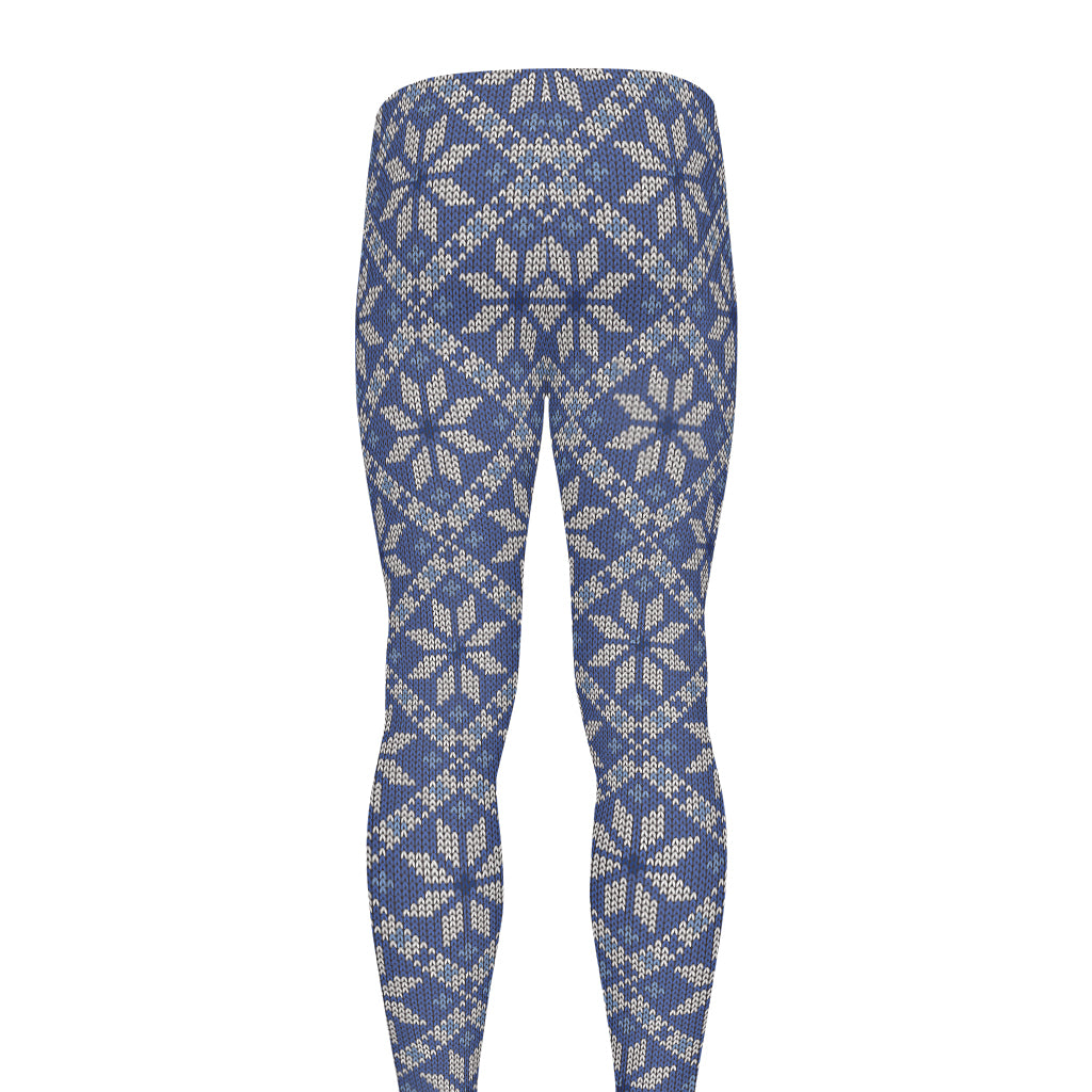 Snowflakes Knitted Pattern Print Men's leggings