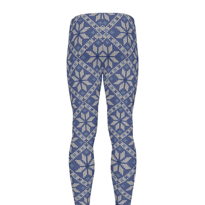 Snowflakes Knitted Pattern Print Men's leggings