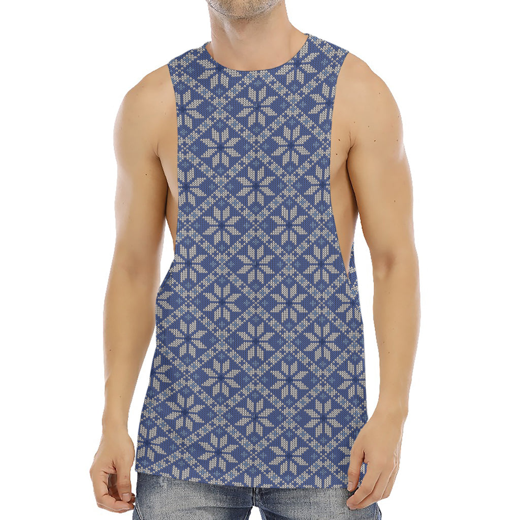 Snowflakes Knitted Pattern Print Men's Muscle Tank Top