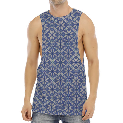 Snowflakes Knitted Pattern Print Men's Muscle Tank Top