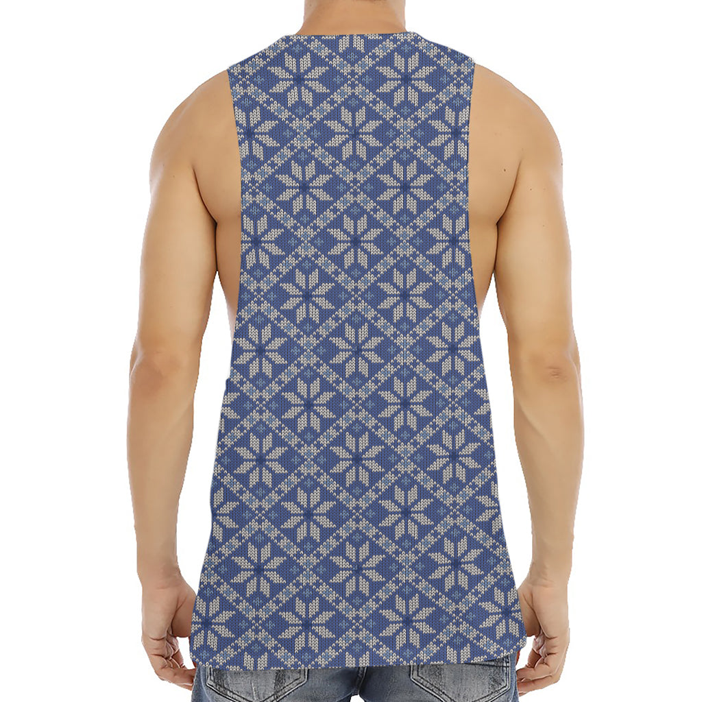 Snowflakes Knitted Pattern Print Men's Muscle Tank Top