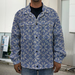 Snowflakes Knitted Pattern Print Men's Shirt Jacket