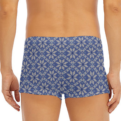 Snowflakes Knitted Pattern Print Men's Short Boxer Briefs