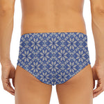Snowflakes Knitted Pattern Print Men's Triangle Swim Briefs