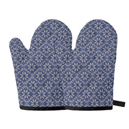 Snowflakes Knitted Pattern Print Oven Mitts