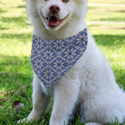 Snowflakes Knitted Pattern Print Over The Collar Dog Bandana