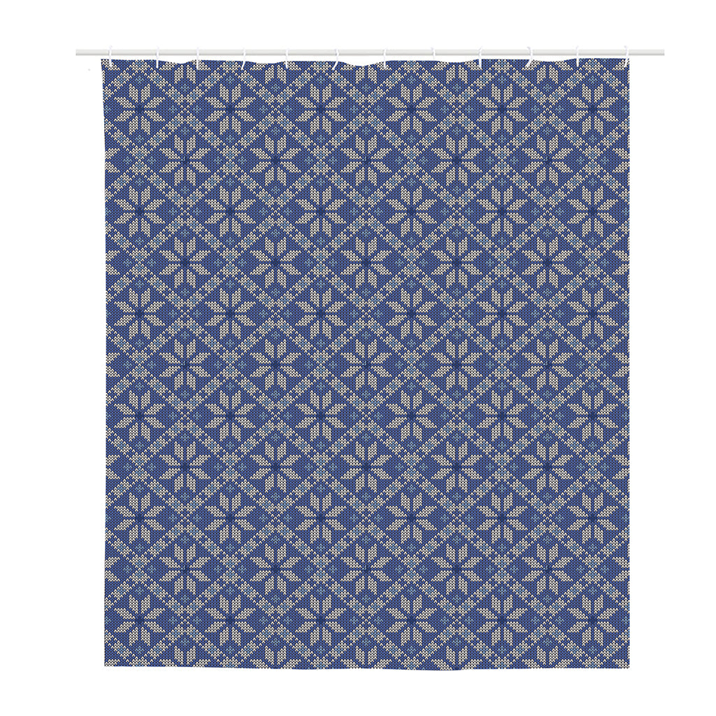 Snowflakes Knitted Pattern Print Polyester Shower Curtain