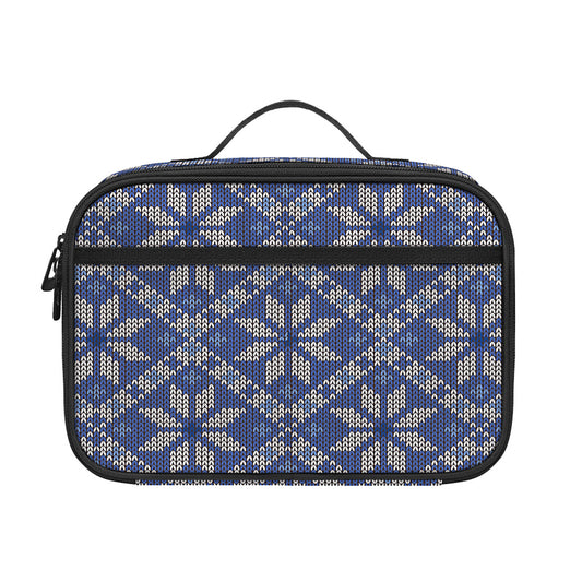 Snowflakes Knitted Pattern Print Portable Lunch Bag