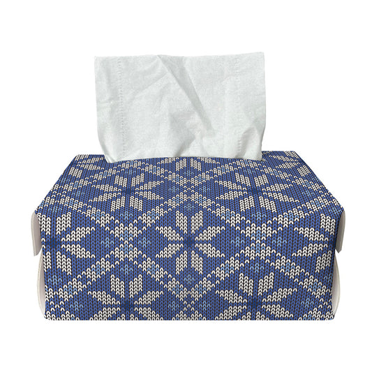 Snowflakes Knitted Pattern Print Rectangle Tissue Box Cover