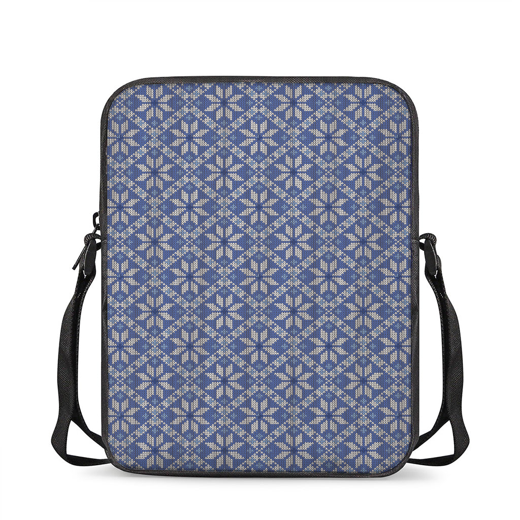 Snowflakes Knitted Pattern Print Rectangular Crossbody Bag