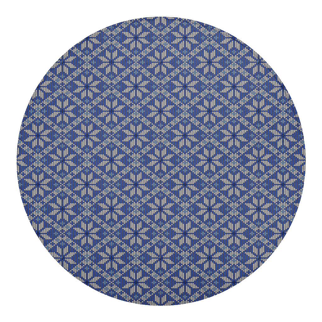 Snowflakes Knitted Pattern Print Round Blanket
