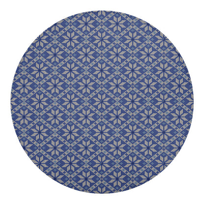 Snowflakes Knitted Pattern Print Round Blanket