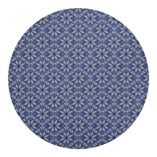 Snowflakes Knitted Pattern Print Round Blanket