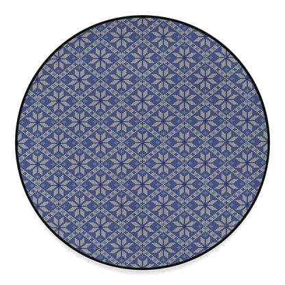 Snowflakes Knitted Pattern Print Round Floor Mat