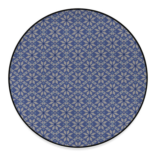 Snowflakes Knitted Pattern Print Round Floor Mat