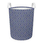 Snowflakes Knitted Pattern Print Round Laundry Basket