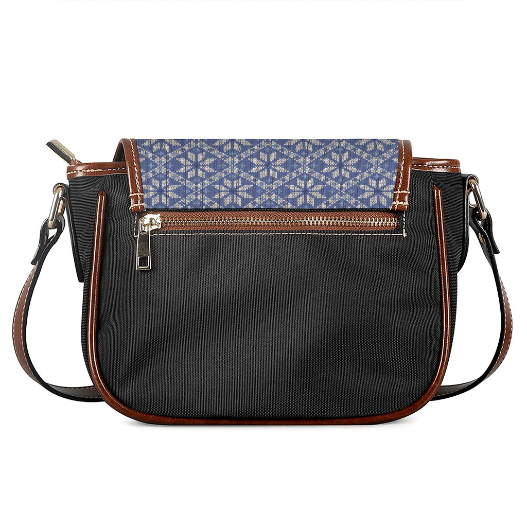 Snowflakes Knitted Pattern Print Saddle Bag