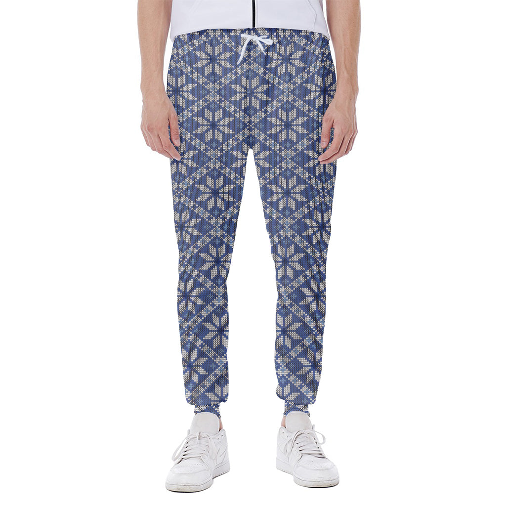 Snowflakes Knitted Pattern Print Scuba Joggers
