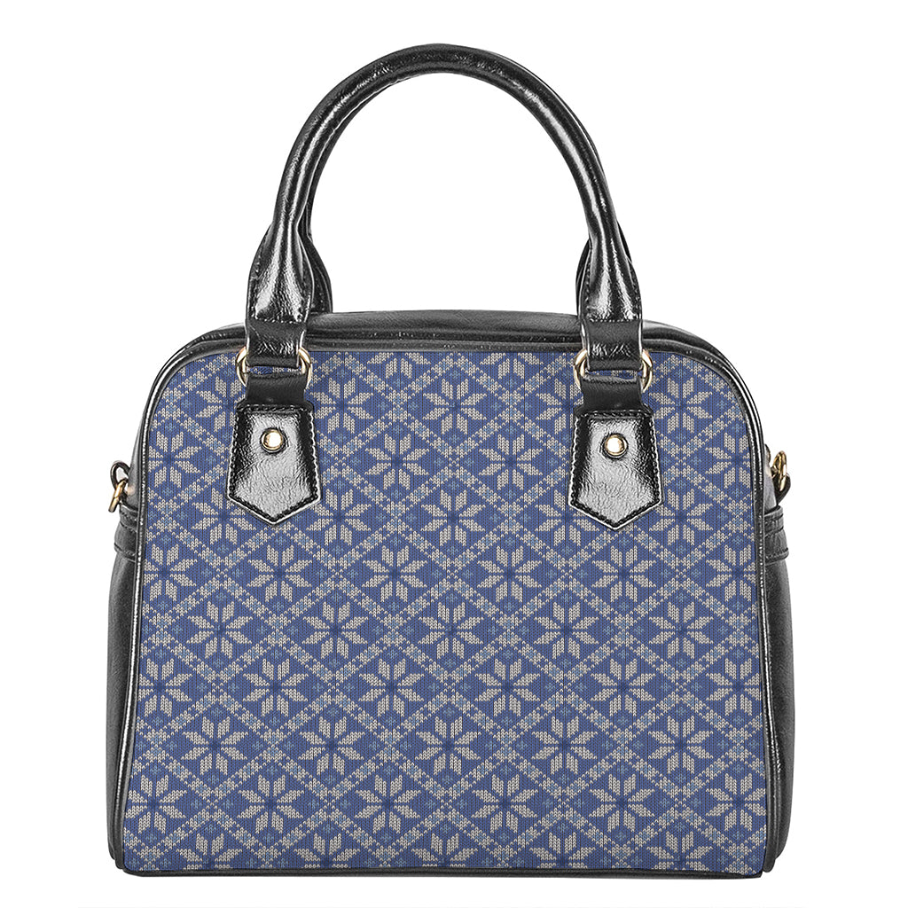 Snowflakes Knitted Pattern Print Shoulder Handbag