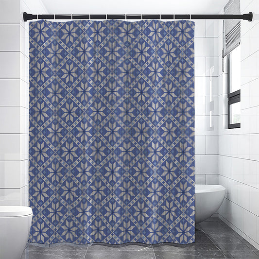 Snowflakes Knitted Pattern Print Shower Curtain