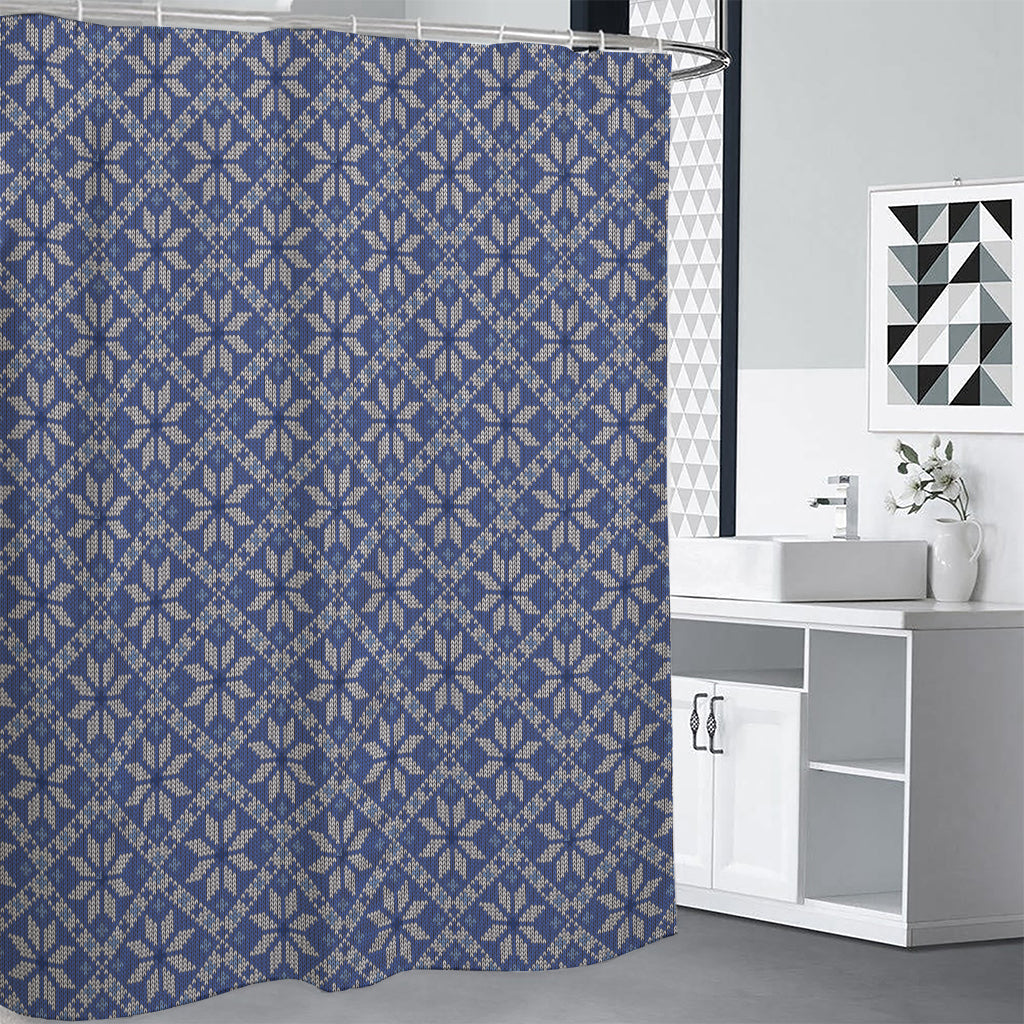 Snowflakes Knitted Pattern Print Shower Curtain