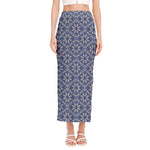 Snowflakes Knitted Pattern Print Side Slit Maxi Skirt