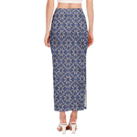 Snowflakes Knitted Pattern Print Side Slit Maxi Skirt