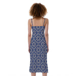 Snowflakes Knitted Pattern Print Slim Fit Midi Cami Dress