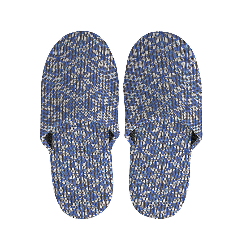 Snowflakes Knitted Pattern Print Slippers