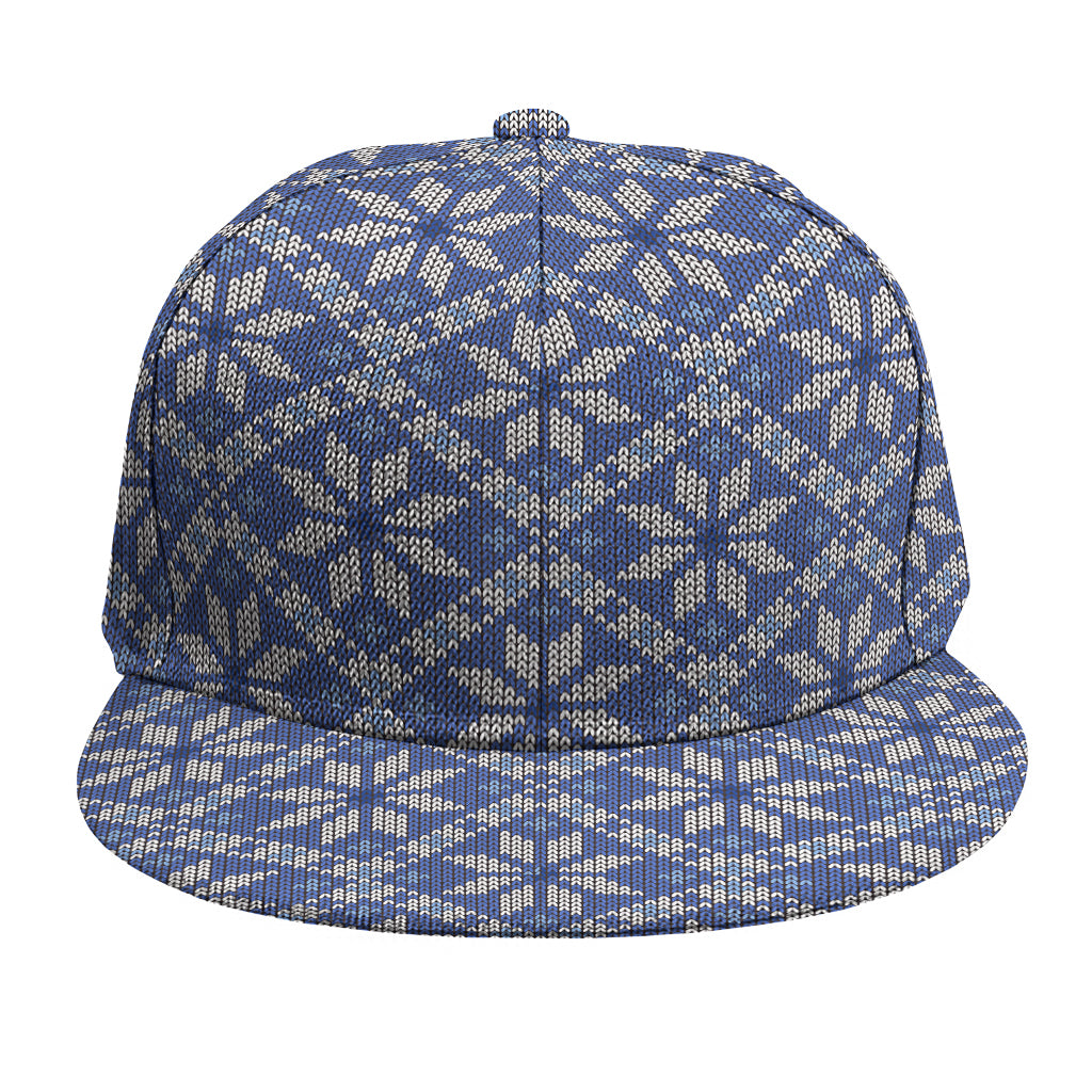 Snowflakes Knitted Pattern Print Snapback Cap
